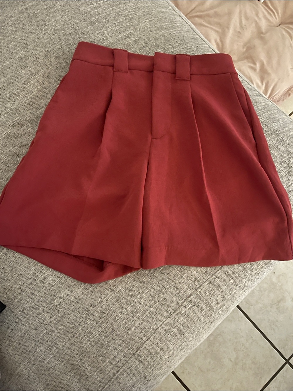 A New Day High-Waist Pleated Women’s Shorts - Rust Red